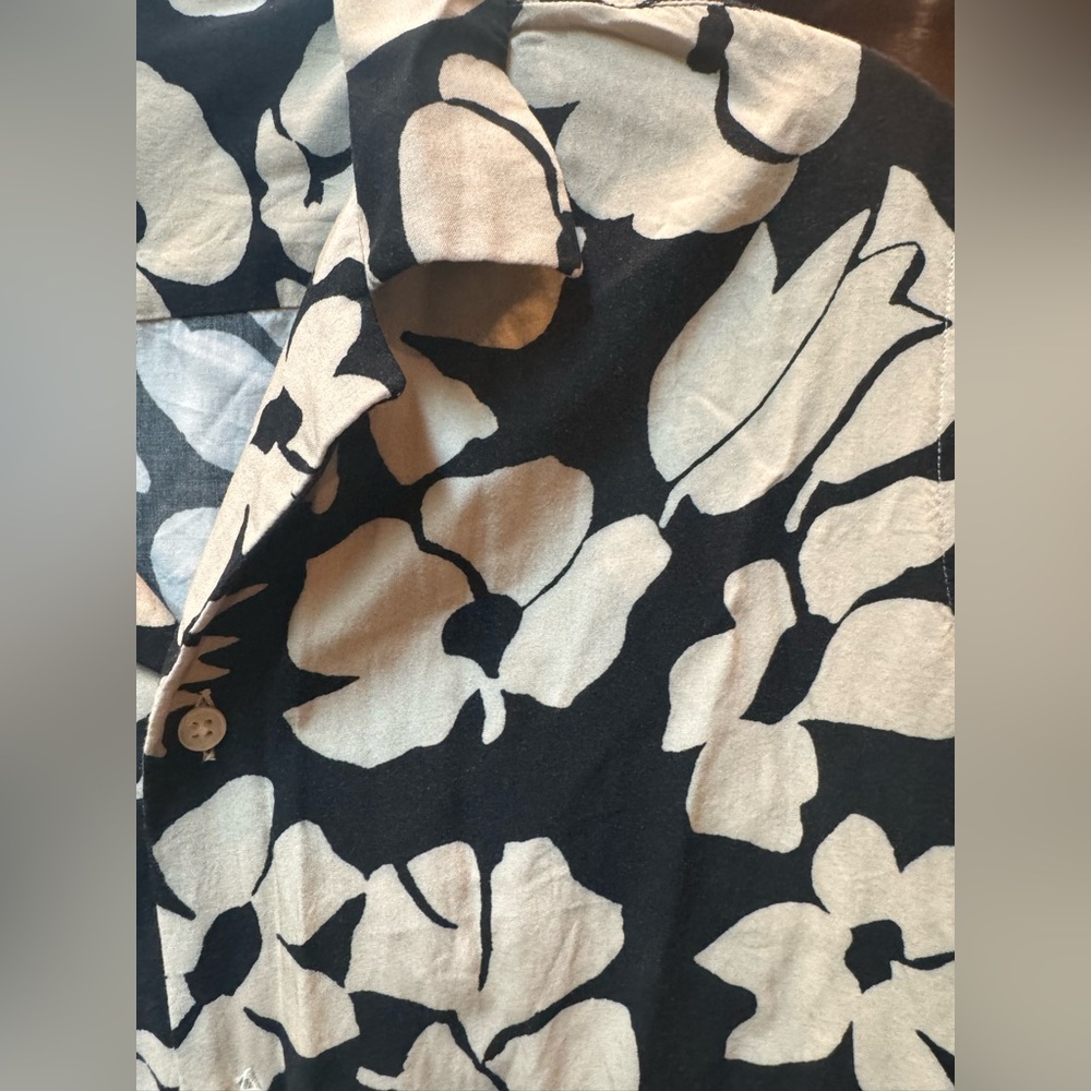Zara Men’s Black and Cream Floral Button Down Shirt. Size S - Picture 8 of 8